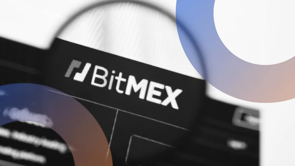 Логотип биржи BitMEX на тёмном фоне