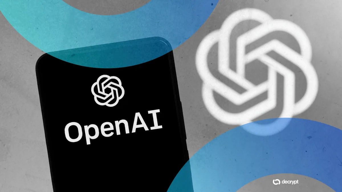 Логотип OpenAI на фоне офиса компании