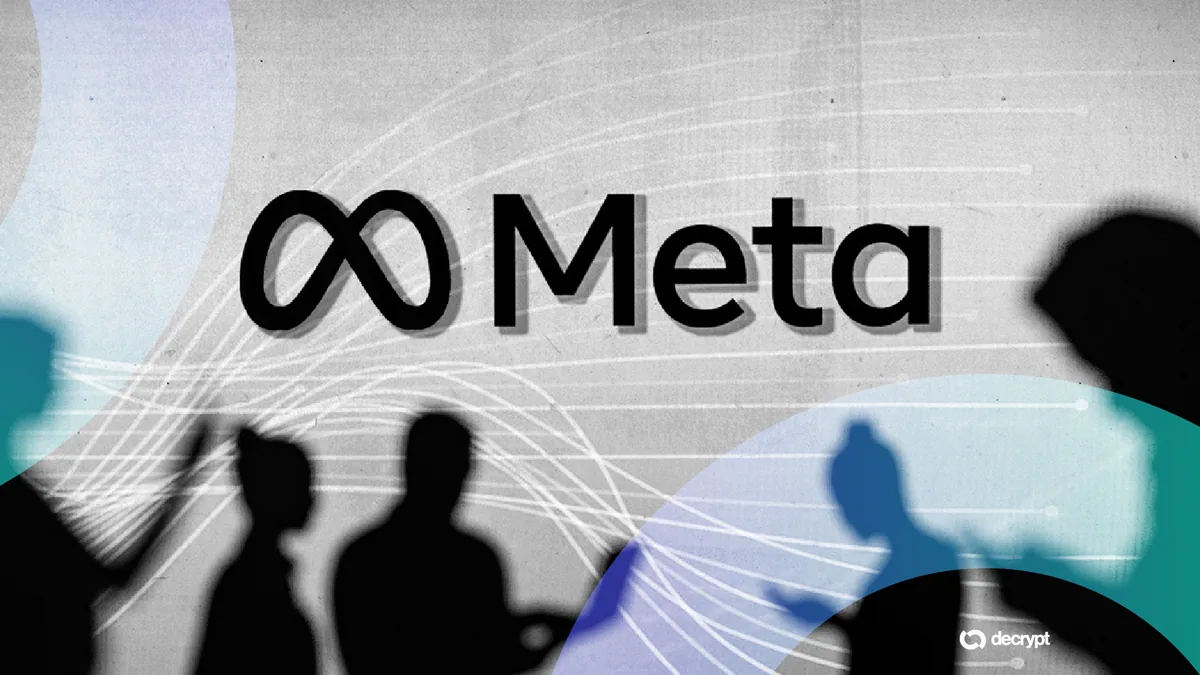 Логотип Meta на фоне кода и элементов AI-интерфейса