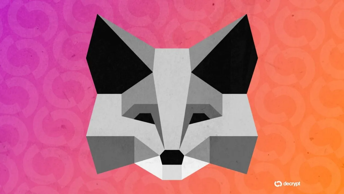 Логотип MetaMask на фоне символики блокчейна Monad