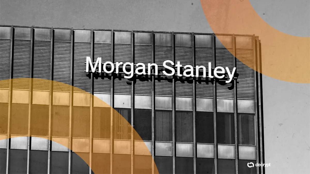 Логотип Morgan Stanley на фоне графика криптовалют