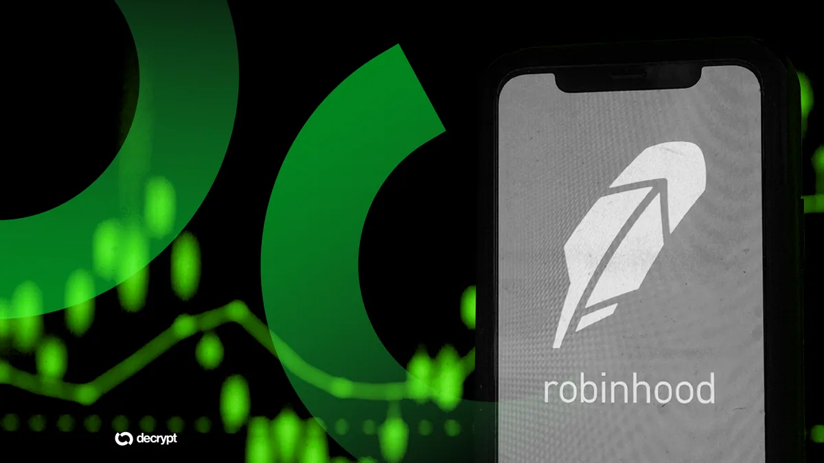 График роста выручки Robinhood и изображение блокчейн-сети Robinhood Chain